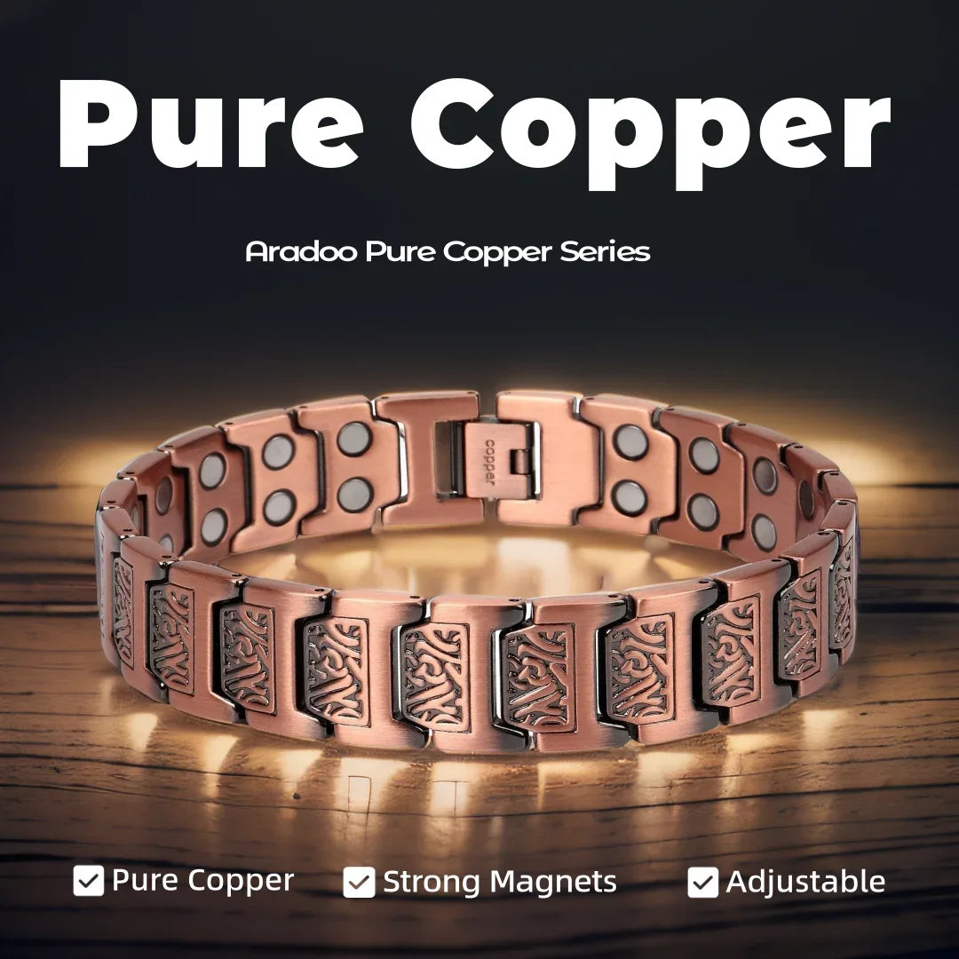 Lerato Balance® Men’s Four Leaf Magnetic Copper Bracelet — Strength in Every Link (Men)