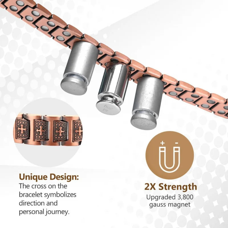 Lerato Balance® Men’s Four Leaf Magnetic Copper Bracelet — Strength in Every Link (Men)