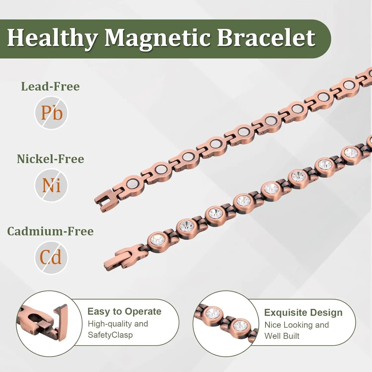 Lerato Balance™ Crystal Copper Magnetic Bracelet (UNISEX)