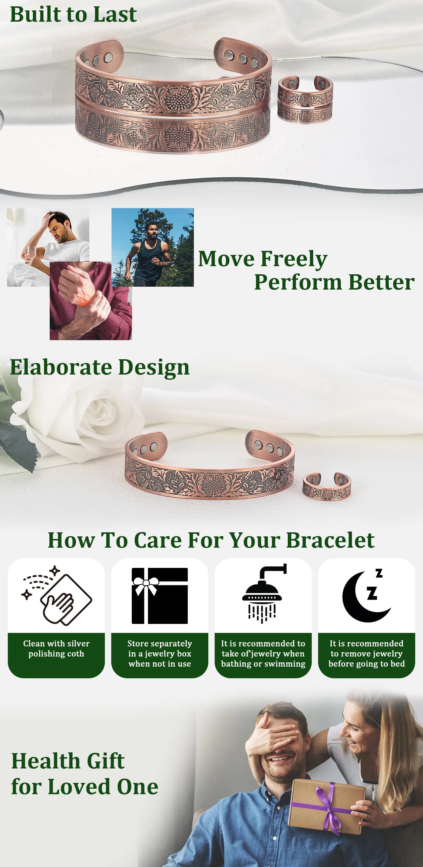 Lerato Balance™ Viking Magnetic Pure Copper With 3500 Gauss Neodymium Magnets (UNISEX)