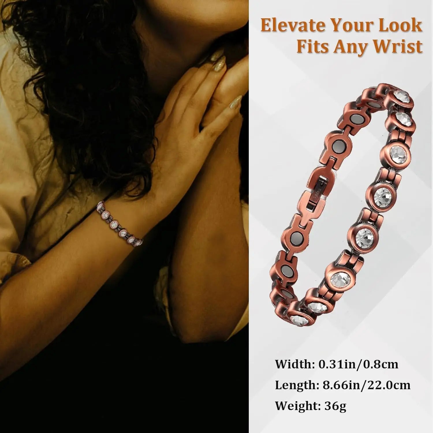 Lerato Balance™ Crystal Copper Magnetic Bracelet (UNISEX)