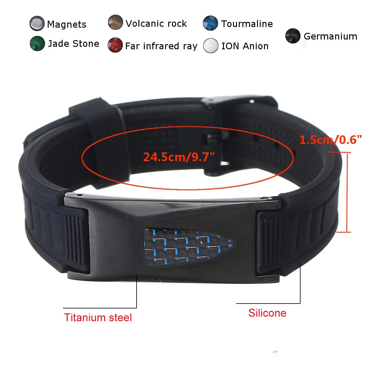 Lerato Balance™ Titanium Steel Anti-radiation Power Bio Magnetic Bracelet Slimming Therapy Carbon Fiber