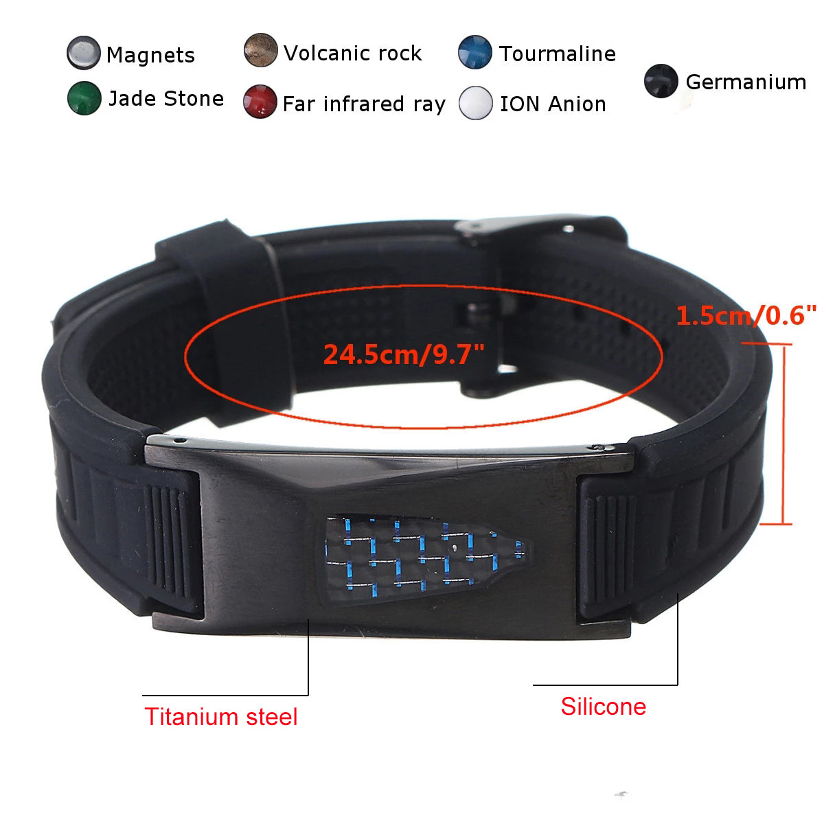 Lerato Balance™ Titanium Steel Anti-radiation Power Bio Magnetic Bracelet Slimming Therapy Carbon Fiber