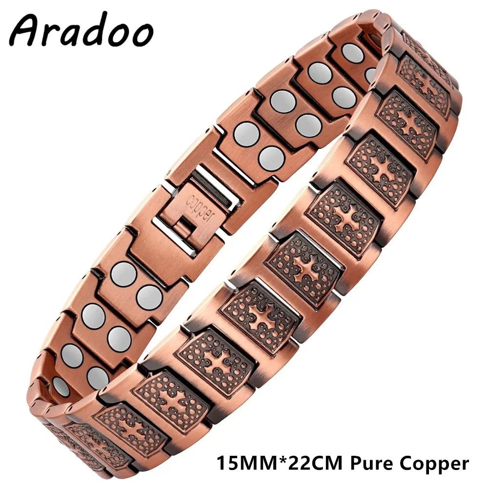 Lerato Balance® Men’s Four Leaf Magnetic Copper Bracelet — Strength in Every Link (Men)