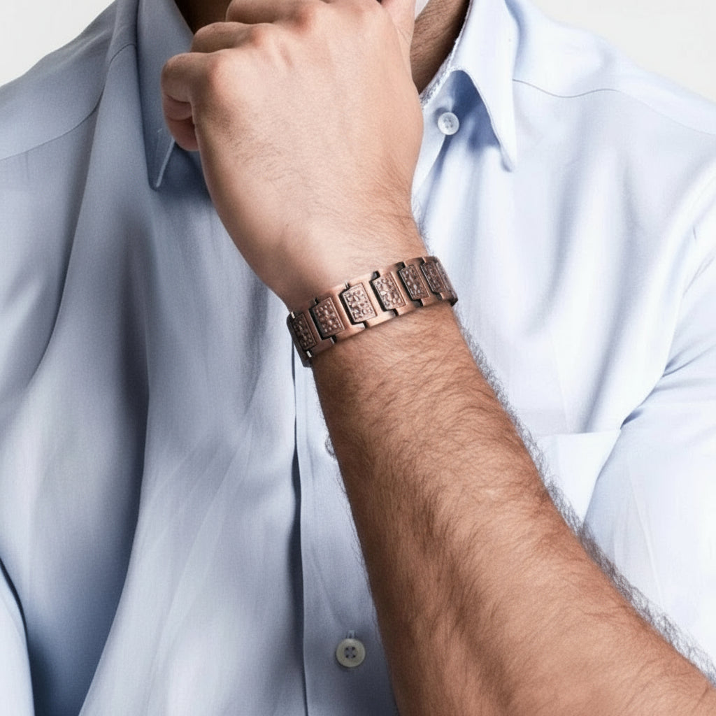 Lerato Balance® Men’s Four Leaf Magnetic Copper Bracelet — Strength in Every Link (Men)